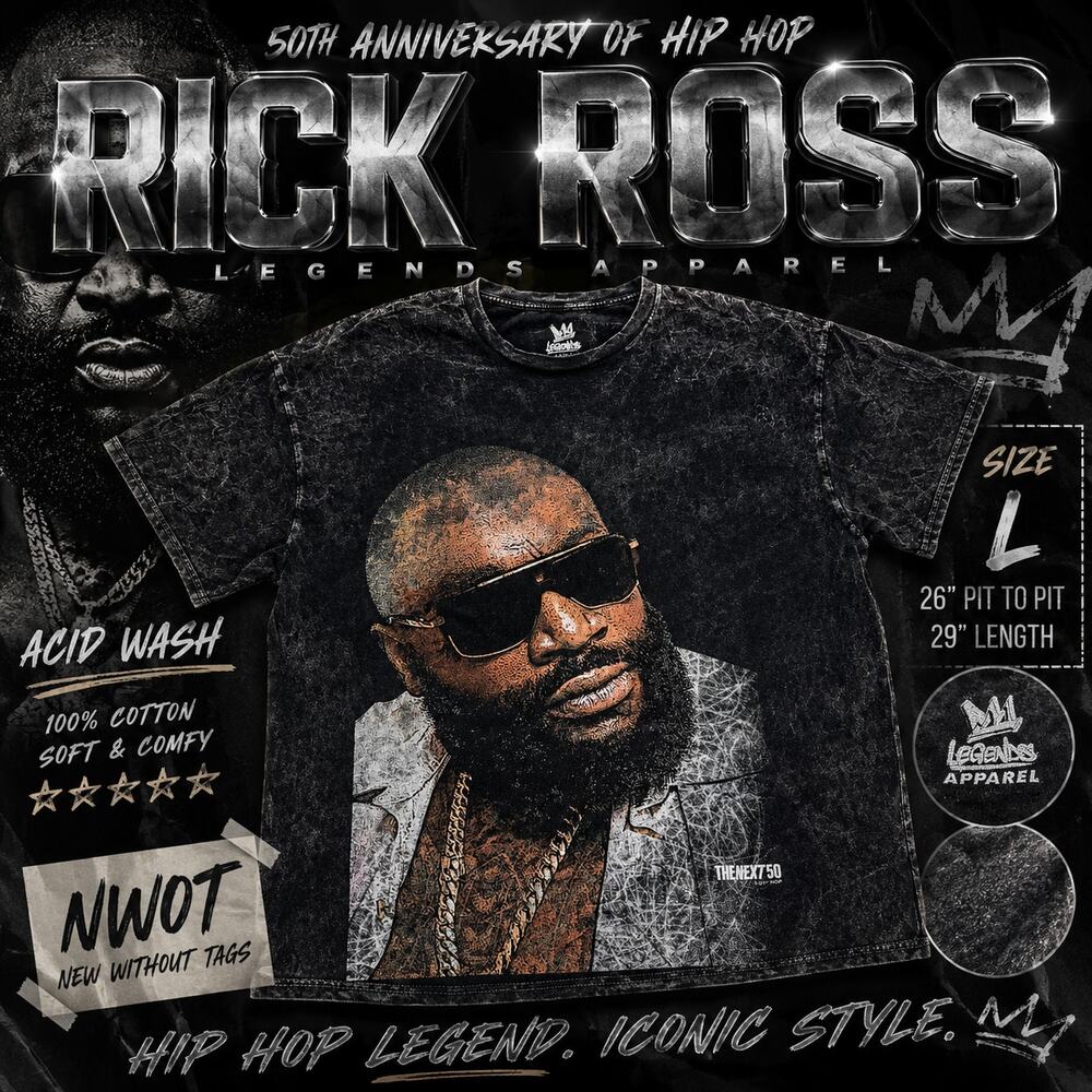Rick Ross Graphic Tee Large NWOT Acid Wash Hip Hop Rap Shirt